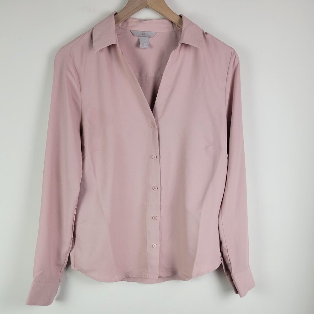 H&M • Blush Pink Button Up Blouse Size 6